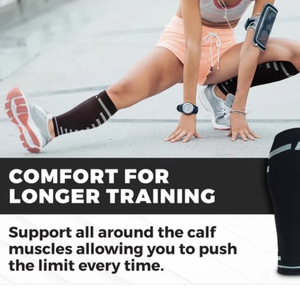 Compression sleeve for calves NEW muscle support calf unisex PowerLix one pair